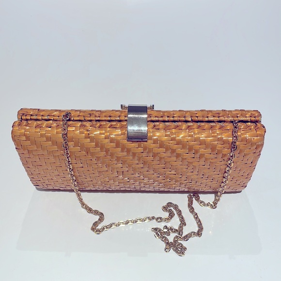 Rodo Italy Vintage Wicker (glazed Rattan) Bag - gold hardware, leather lined - Picture 4 of 11